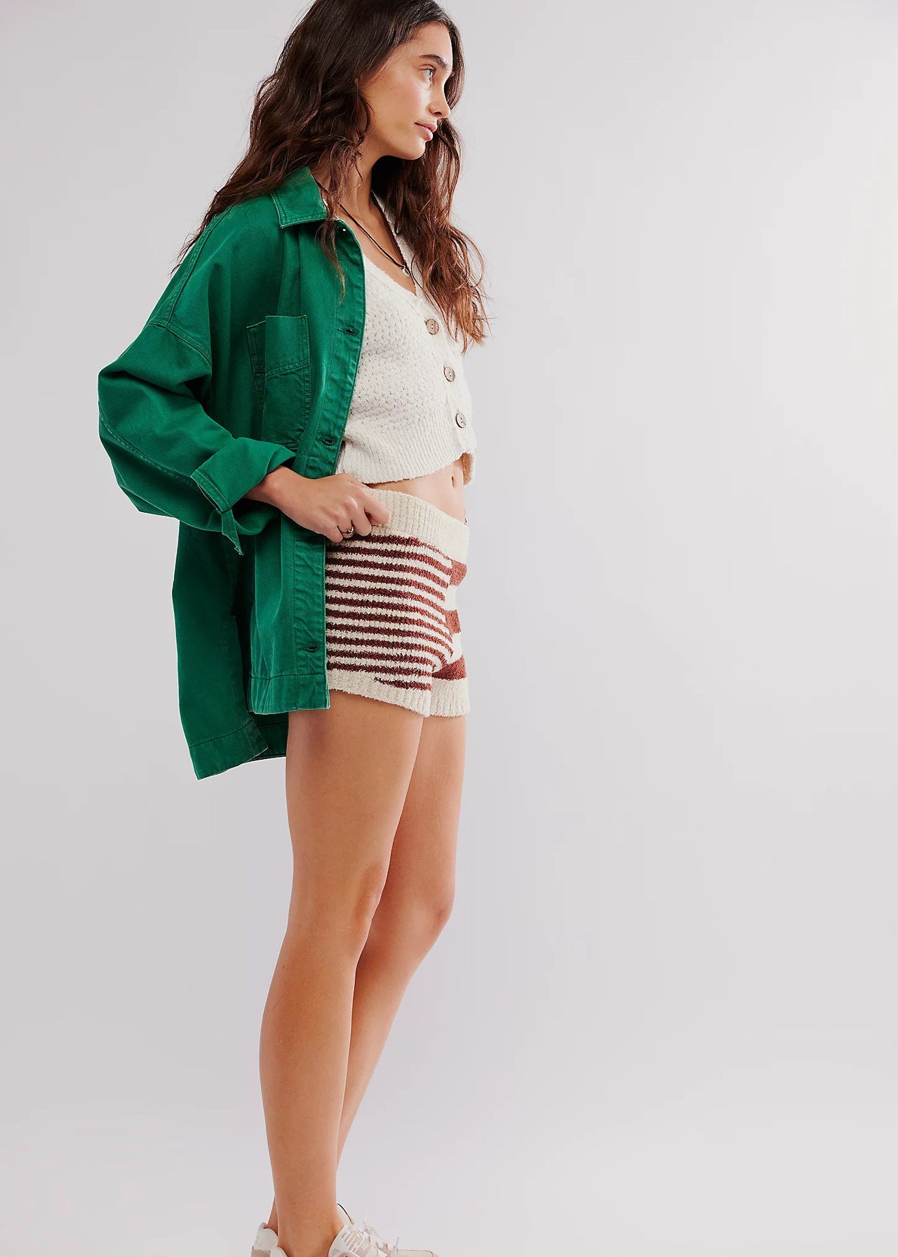 Manteau Long en Jean à Poches Latérales