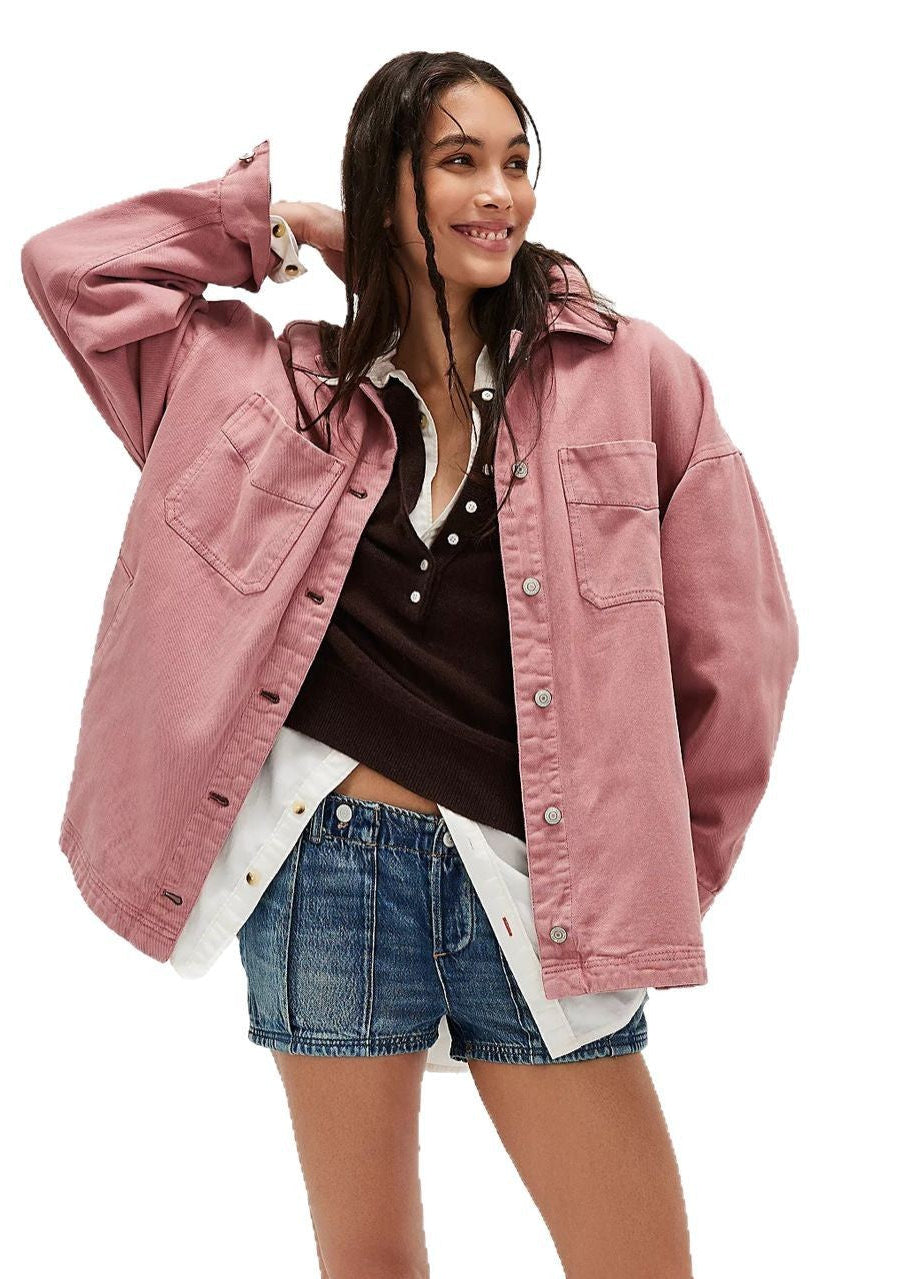 Manteau Long en Jean à Poches Latérales