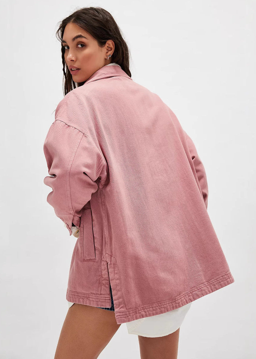 Manteau Long en Jean à Poches Latérales