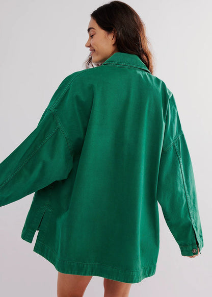 Manteau Long en Jean à Poches Latérales