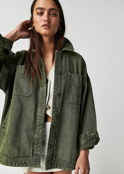 Manteau Long en Jean à Poches Latérales