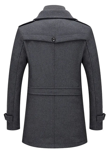 Manteau Homme en Laine à Double Col avec Fermeture Zippée