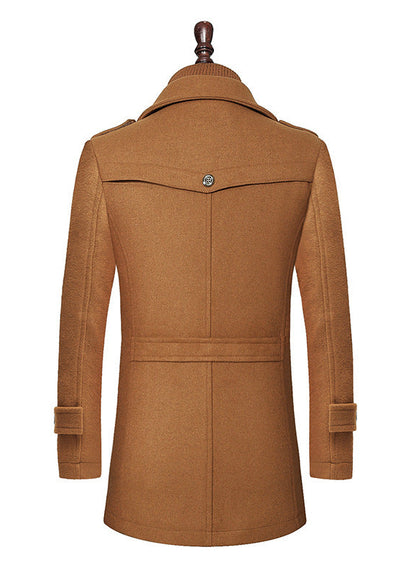 Manteau Homme en Laine à Double Col avec Fermeture Zippée