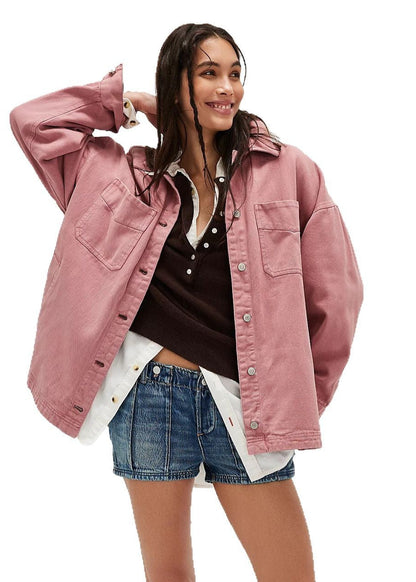 Manteau Long en Jean à Poches Latérales